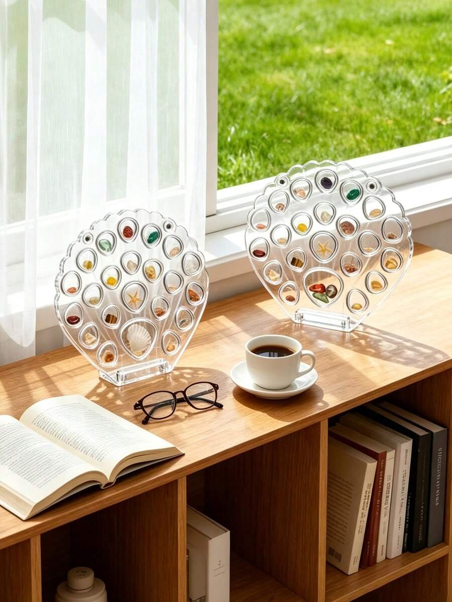 Acrylic Shell Display Box, Shell Storage Box, Beach Themed Room Decor, Suitable For Storing Starfish, Shells, Jewelry, Holiday Trinkets, Travel Essential, Specially Designed For Micro Landscapes, Ideal Choice For Beach Travel Projects. Shells Not Included - Multicolor - View 1