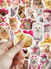 54pcs Pink Animals Meme Stickers For Adults Teens Sticker Enthusiasts Scrapbooking Journaling Laptops Skateboards More, Add A Fun Touch To Your Devices! - Pink Animals Meme - View 8