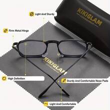 KIKIGLAM Unisex Bookish Superior Craftsmanship Literary Full Frame Exquisite Elegant Square Plano Glasses - Multicolor - View 4