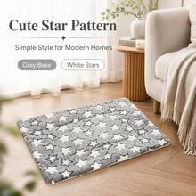 2026 New Style, Ultra Soft Ultra Thick Plush Pet Mat - Star Pattern Flannel Cat & Dog Mat, Non-Slip Bottom, Comfortable & Warm, Machine Washable, Suitable For All Breeds Indoor Comfort, Non-Slip Pet Accessory | Plush Pet Cushion | Durable Polyester Fiber - Light Grey - View 7