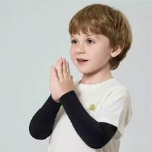 1 Pair Children's Thin Breathable UV Protection Arm Sleeves - Black - View 3