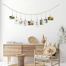 Home Decor Hanging Photo Display Wooden Bead Clips, Natural Wood Bead String Photo Storage Tassel Garland, Suitable For Home Wall Decoration - Multicolor - View 4
