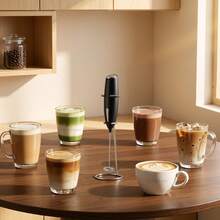 Lalayuan 1pc Mini Electric Handheld Milk Frother With Base, Suitable For Coffee, Matcha, Protein Powder - View 1
