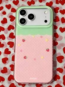 Sweet Cute Polka Dot Strawberry Stars Pattern Phone Case Compatible With IPhone 17 Pro Max 17 Pro 17 16 Pro Max 16 Pro 16 15 Pro Max 15 Pro 14 Pro Max 14 Pro 13 12 Pro Max 11 Lovely Glossy Jelly Soft Shockproof Protective Back Cover - Multicolor - View 4