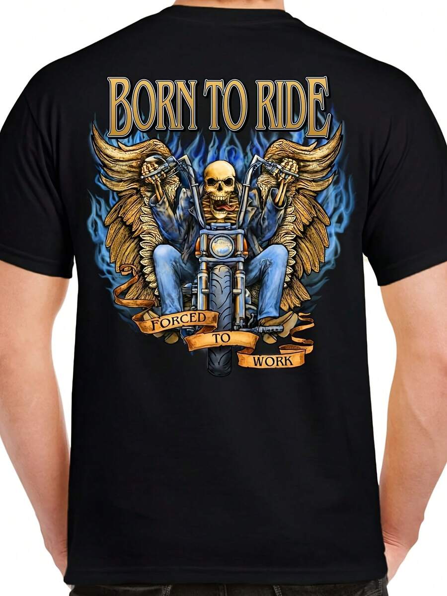 Born To Ride Shirt Skull Motorcycle Tattoo Rocker Motorcycle Biker T Shirt - 款式 - 查看 1