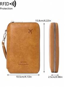 MIYIN Minimalist Vintage Style Passport Holder, Unisex, RFID Blocking Zipper Passport Bag With Wrist Strap, Multi-Function Bifold Travel Wallet For Credit Cards/ID Cards/Cash/Passport - Multicolor - View 12