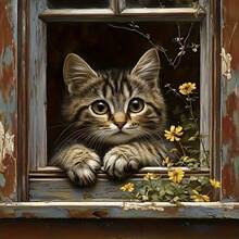 1PC DIY 5D Diamond Painting Kit Cat Pattern - Round Full Diamond Art Mosaic Craft, Home Wall Decor, Unframed - No Frame - View 9