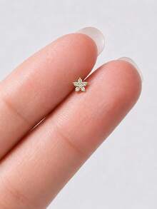 1件 925純銀星星螺旋平背耳環，可疊戴耳軟骨耳夾穿刺飾品，女性日常與派對穿戴的高端珠寶 - 金黃色 - 查看 5