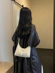 1件復古腋下肩背包，法棍包，適合日常收納錢包與手機，輕量旅行必備 - 米色 - 查看 4