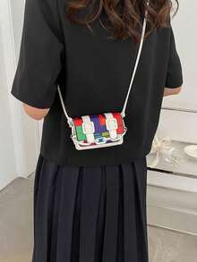 Mini Acrylic Decorative Chain Lipstick Crossbody Bag - Beige - View 6