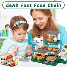 Children's Fast Food & Burger Shop Role Play Toy Set, Kids Fast Food Burger Shop Play Set, 71pcs Kitchen Toy Set With Water-Dispensing Coffee Machine And Cash Register, Educational Role Play Toys - Multicolor - View 5