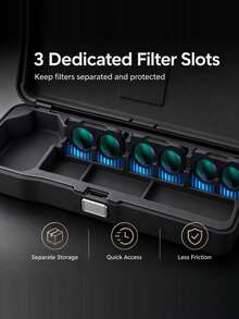 1pc Hard Shell Storage Protective Case For Osmo Pocket 4 Pro, Precise Fit Travel Portable Box, Comes With Wrist Strap, Built-In 3 Filter Slots, 2 Memory Card Slots, Silicone Inner Tray And Screen Buffer Pad, Shockproof And Scratch-Resistant, Suitable For Vlog Shooting, Travel, Outdoor Photography And Daily Carry - View 7
