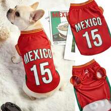 Mexico National Football Team Style Pet Jersey, Dog T-Shirt, Number 15, Striped Design, English Number Print, Suitable For All Dog Breeds, Perfect For Halloween, Christmas And Birthday Costumes - Green - View 9