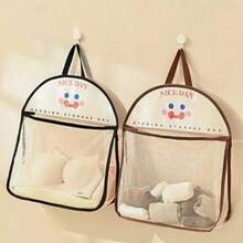 Cute Cartoon Smile Hanging Mesh Storage Bag, Household Wall Closet Hanging Organizer, Breathable Net Pouch For Socks Underwear Small Sundries Home Storage - Multicolor - View 9