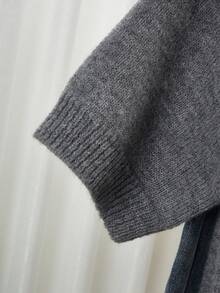 Women's Casual Elegant Cute Solid Color Short Sleeves Slits Crewneck Cardigan Pullover Sweater Gold Button Going Out - Grey - View 5