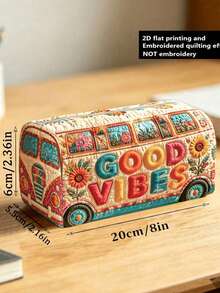 新款 2D「GOOD VIBES」巴士森林圖案絎縫化妝包，輕量便攜、可堆疊收納；採用透氣網布與可水洗內裡製成；適合收納化妝刷、口紅、保養瓶、珠寶等小物，滿足日常收納、過夜旅行、度假與健身房收納需求，是旅行愛好者的理想選擇，幫您整齊便捷地整理小物品 - 彩色 - 查看 10
