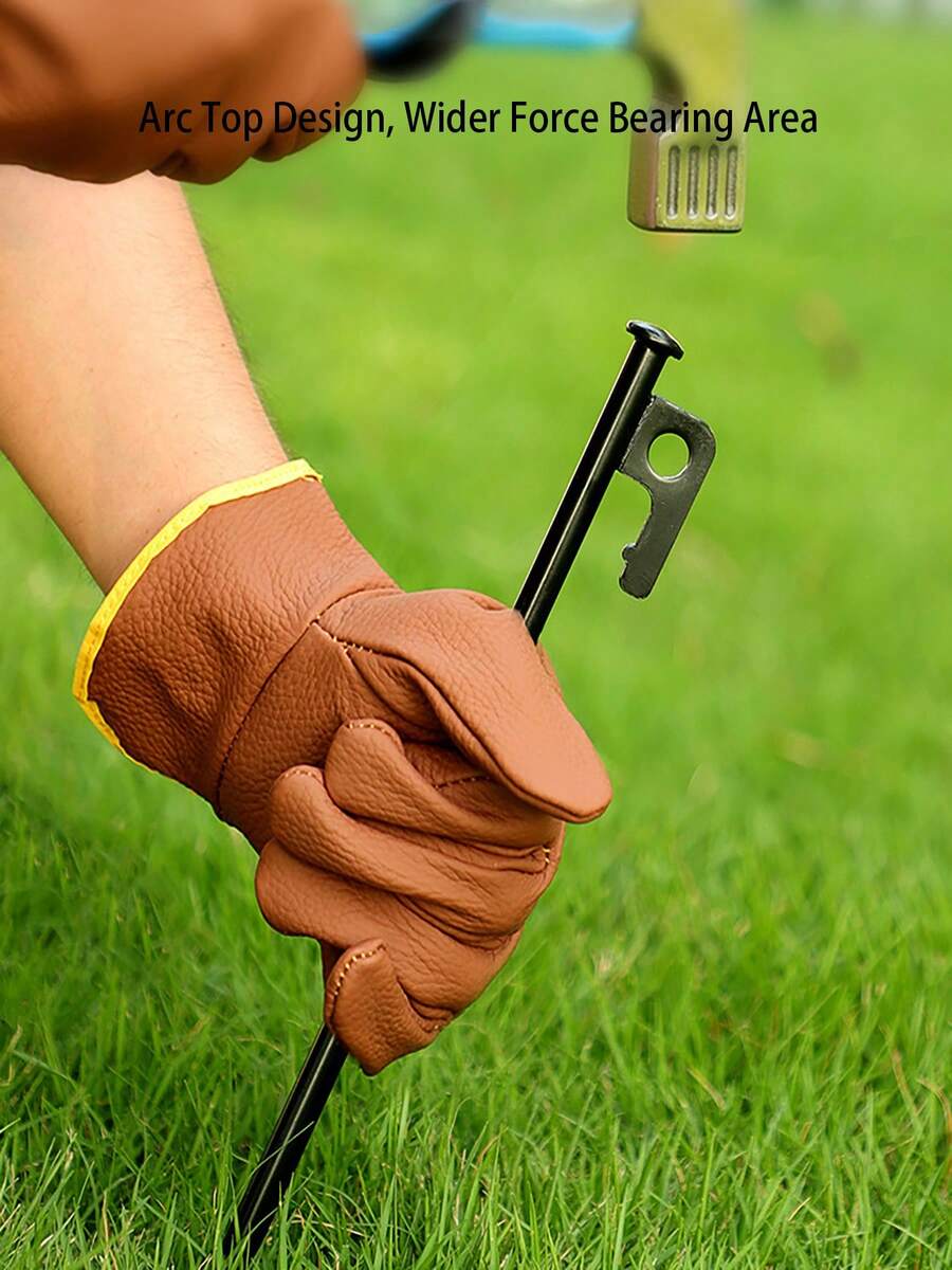 2PCS.4PCS Heavy Duty Steel Solid Tent Stakes, Tent Hooks, Outdoor Camping Canopy Ground Pegs - Black - View 1