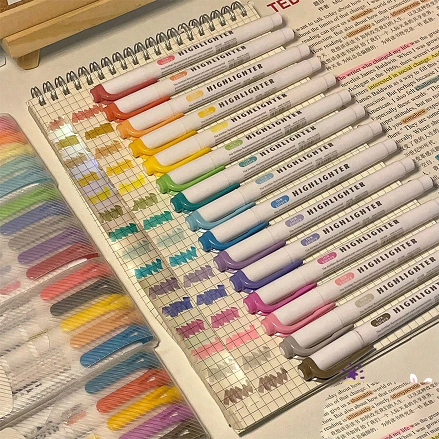 Double-Ended Highlighters, Cute Colors, Suitable For School, Office, Decoration, Bible, DIY Painting And Other Occasions. - Sets - View 1