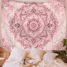 1pc Mandala Bohemian Print Tapestry, Modern Polyester Fiber Square Decorative Wall Hanging For Living Room And Bedroom Decor - Multicolor - View 3