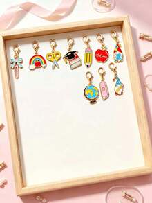 10/20pcs Back To School Keychain Set, Suitable For Boys And Girls, Perfect For Students' First Day Of School, Comes With Blessing Cards, Collectible Decoration, Ideal For Classroom Rewards And School Party Favor Bag Fillers (Random Styles) - Multicolor - View 9