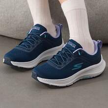 Skechers Women's GO RUN Series Breathable Flyknit Lightweight Non-Slip Cushioned Running Shoes - Navy Blue - View 3