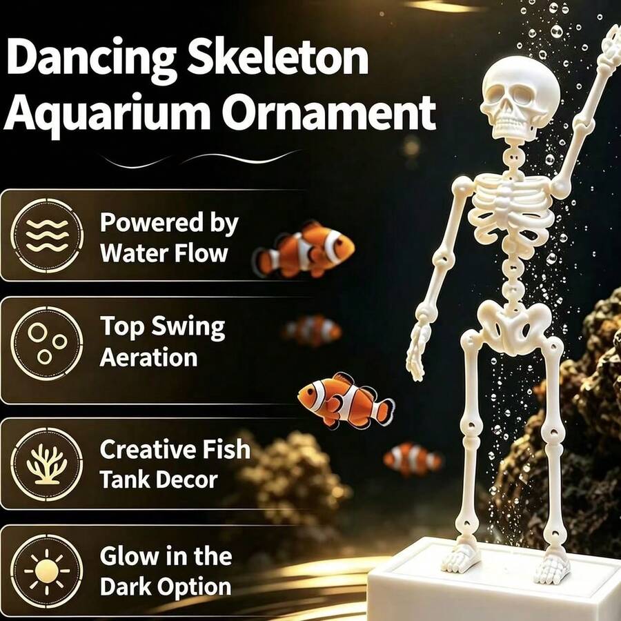 1pc Dancing Skeleton Aquarium Decoration, Oxygen Tube Not Included