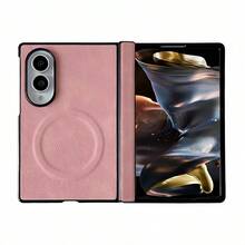 keshengtai PU Leather Magnetic Phone Case With Spring Hinge Protection, Supports Wireless Charging, Hard PC Backplate Protective Phone Cover, Compatible With Samsung Galaxy Z Fold 8, Z Fold 8 Ultra, Z Fold 7, Z Fold 6, Z Fold 5 - Pink - View 2