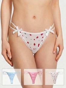 Aesletic 3pcs Women's Comfortable Low-Rise Thong Panties - Multicolor - View 1