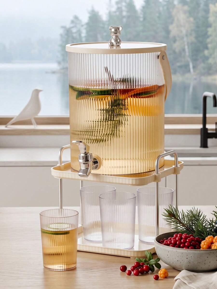 Large Capacity Beverage Dispenser With Spigot And Fruit Infuser; Easy To Dispense, Suitable For Juice, Milk Tea, Herbal Tea And Cold Brew Coffee. Essential Beverage Container For Home, Restaurant, Hotel And Picnic. - View 1