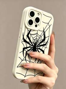 Phone Case - Fashionable Cute Beige Spider Web Pattern Phone Case, Anti-Slip Anti-Drop Suitable For IPhone18/18Pro/18ProMax/17/17Pro/17ProMax/16/16Pro/16ProMax/15/15Pro/15ProMax/14/13/12/11 - Beige - View 1