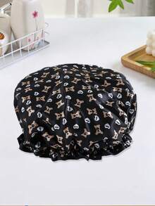 4pcs Mixed Print Waterproof Shower Caps, Leopard, Bear, Letter Patterns, New High-Quality Hair Protection Caps, Elastic Reusable Bathroom Shower Caps - Multicolor - View 14