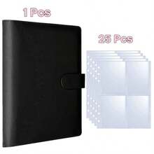 1 Set Premium Multi-Functional A5 Photo Card Album, Minimalist Album Design, Compact & Durable Storage Book, PU Loose-Leaf Notebook Cover, Suitable For Daily Planning & Note-Taking, Office Supplies, Ticket & Card Collection Album - Multicolor - View 17