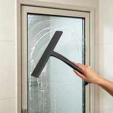 Silikon-Duschabzieher With Hook, Non-Slip Handle, Stripless Glass And Window Scraper For Bathroom, Mirror, Tiles, Kitchen, Car, Garage - Black - View 6