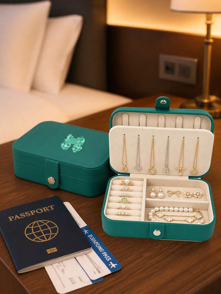 Premium Exquisite Anti-Oxidation Travel Portable Large Capacity Jewelry Storage Box, Mini Travel Case Style Display Storage Box, Can Store Earrings, Rings, Necklaces, Bracelets And Bangles, Compact And Lightweight, Soft Lining Protects Jewelry From Wear And Tear, Dust-Proof And Moisture-Proof Keeps Jewelry Shiny And New, Suitable For Home Storage And Short-Distance Travel - Multicolor - View 1
