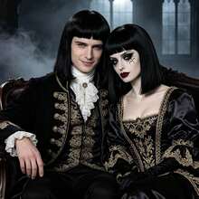 Black Straight Bob Wig With Bangs, Heat‑Resistant Synthetic Hair Wig, Gothic Halloween Cosplay Party Short Short Shoulder Length Wigs For Men Women - Black - View 3