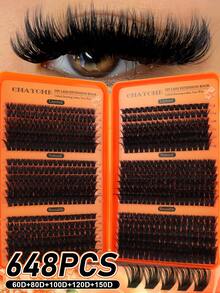 CMAYOME 720/648 DIY Complete Set Of Cluster Adhesive False Eyelashes - Includes Soft False Eyelash Clusters In 8 To 16mm Different Lengths, Soft And Fluffy Touch. This Set Includes Cluster False Eyelashes, Waterproof Glue, Tweezers And Brush. - Multicolor - View 19