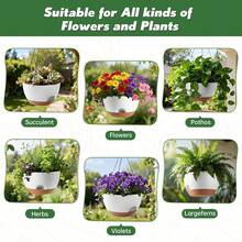 4pcs Mixed Plastic Hanging Planters, Includes 2pcs Plastic Planters + 2pcs Chains, For Indoor Plants, Indoor/Outdoor Hanging Flower Baskets, With Drainage Holes, Suitable For Garden, Porch And Other Flower Planting, Planting Tools, Container Accessories, Hanging Planters - New Model - View 9