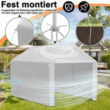 Carport Lagerzelt 3x6m Grau, verzinktes Stahlgestell, wasserdichte PE Plane, UV-Schutz, Seitenwände - Weiß 3*4m - Übersicht 5