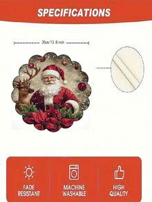 2/4/6/8 miếng tấm lót bàn ăn tròn bằng polyester Giáng Sinh, in hình ông già Noel và tuần lộc, chống trượt, có thể giặt, trang trí bàn ăn tiệc lễ cho gia đình - Nhiều màu - Xem 11