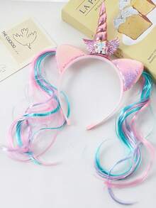 1pc Women's Cute Unicorn Hairband, Cartoon Pony Animal Hairpin, Party And Event Headwear Accessory - Multicolor - View 4