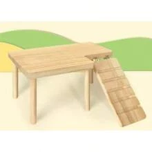 1 Set Solid Wood Double-Layer Platform Table With Ladder, Suitable For Hamsters, Gerbils, Golden Hamsters To Climb, With Hideout And Landscape Platform, Suitable For Small Pets, All Seasons - S - View 1