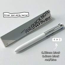1 buah Pulpen Zanshi 4-in-1 Hitam Biru Merah Netral 0.5mm 0.32mm Dapat Ditarik Cepat Kering Menulis Halus Untuk Pelajar dan Kantor - MultiWarna - View 13