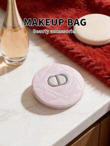 Dior Light Pink Quilted Compact Makeup Mirror, Metal CD Logo Double Sided Foldable Hand Mirror Portable Pocket Cosmetic Mirror Ladies Beauty Gift Accessory DIOR-GIFT-51 - Pink - View 6
