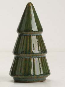 Holiday Party Supplies Mini Ceramic Christmas Tree, Glazed Vintage Christmas Decor, Home Desktop Decoration Ornament, Atmosphere Decorative Display - Army Green - View 7