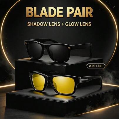 IOYGLASSES 2‑In‑1 Day & Night Sunglasses Set, HD Polarized Sun Glasses + Anti‑Glare Night Vision Driving Glasses, UV400 Protection Lightweight PC Frame For Men