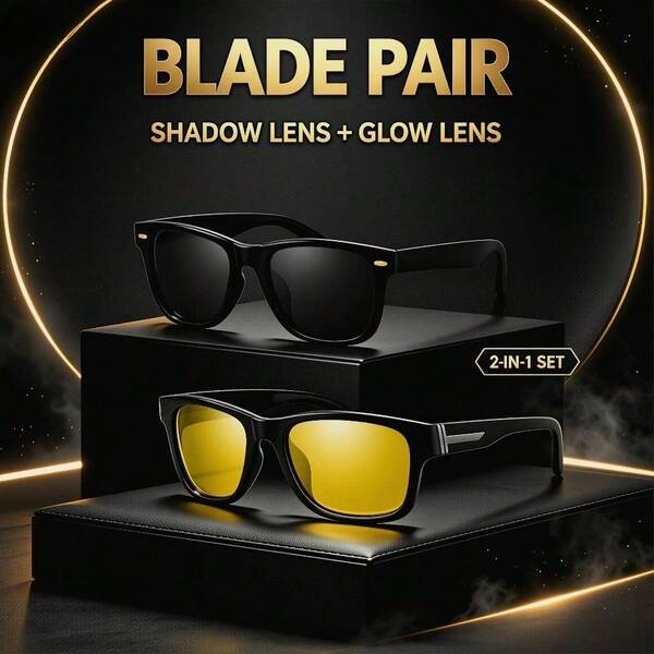 IOYGLASSES 2‑In‑1 Day & Night Sunglasses Set, HD Polarized Sun Glasses + Anti‑Glare Night Vision Driving Glasses, UV400 Protection Lightweight PC Frame For Men