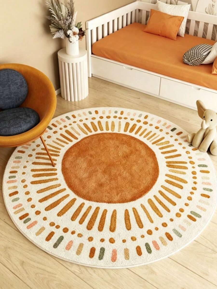 1pc Bohemian Style Sun-Shaped Decorative Rug, Minimalist Geometric Aesthetic Design, Decorative Carpet, Doormat, Small Rug, Carpet, Mat, Home Decor, Area Rug, Outdoor Mat, Bedroom Rug, Washable Rug, Artistic Rug With Ins Vibe, Modern Minimalist Soft Furnishing Accent - Multicolor 1 - View 1