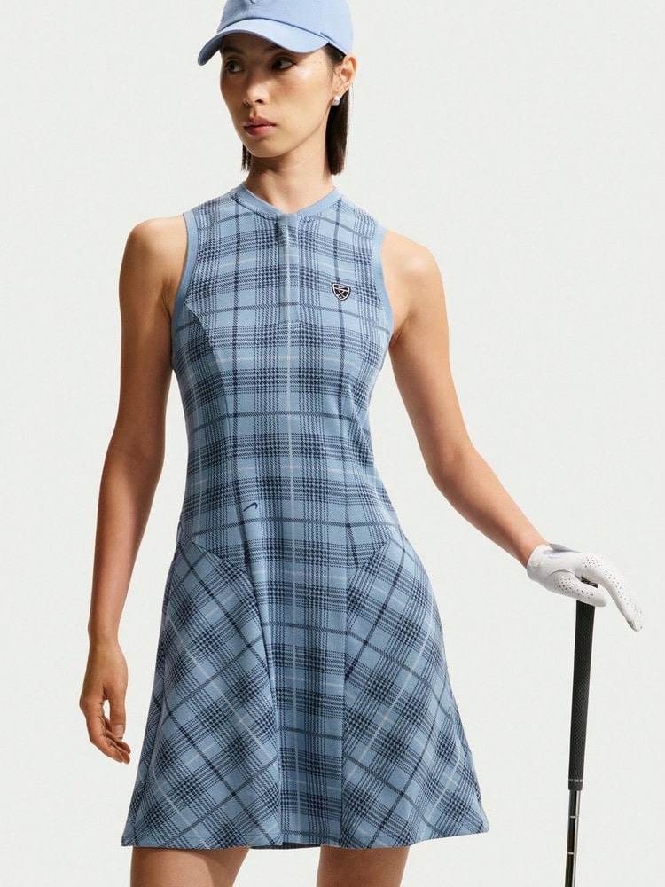 Nike Women's AS W NK DF FF NOV Polo Dress Sleeveless Dress IO0354-486 - Dusty Blue - View 1