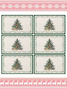 1pc/4pcs/6pcs,Christmas Tree,Pine Tree,Gift Print Table Mat,Rectangular Tablecloth,Washable,Suitable For Family Dinner,Coffee Table,Durable Kitchen And Dining Room Decor,Table Decoration Party And Scene Decoration,Home Decor - Multicolor - View 9