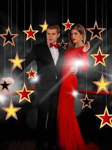 18pcs Movie Star Silhouette Cardboard Cutouts, Colorful Paper Silhouettes For Red Carpet Awards Ceremony, Suitable For Bulletin Board, Movie Party Decorations, Wall Decor - Multicolor - View 6